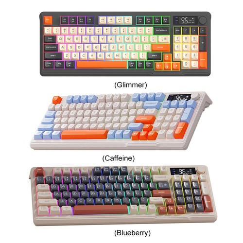 BT5.0/2.4G Dual Mode Ergonomic Keyboard 94 Keys Colourful Light for PC Notebook - Afbeelding 2 van 15