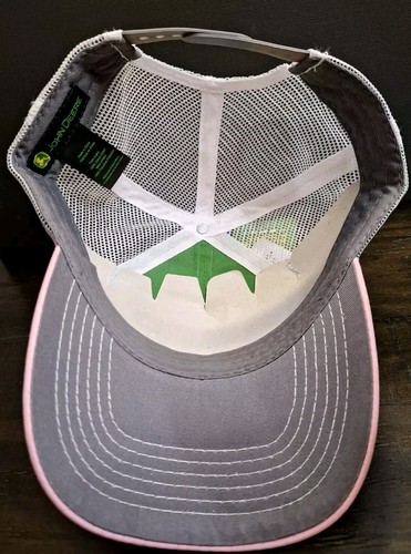John Deere Women's Greenmark Equipment Gray/Pink Snapback Farm Hat New With Tags - Picture 8 of 11