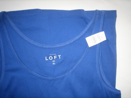 ann taylor loft 100% cotton tank top XL blue NWT - Picture 4 of 5