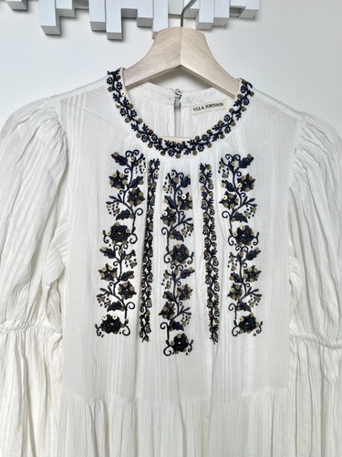 Ulla Johnson Ceres Dress Beaded Embellished Floral Embroidered Ivory Size 0 - Picture 2 of 7