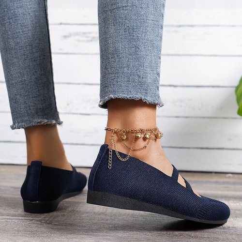 🔥NEU Damen Ballerinas Slip On Knit Kleid Schuhe Pumps Schuhe Runde Zehe Komfort - Bild 12 von 17