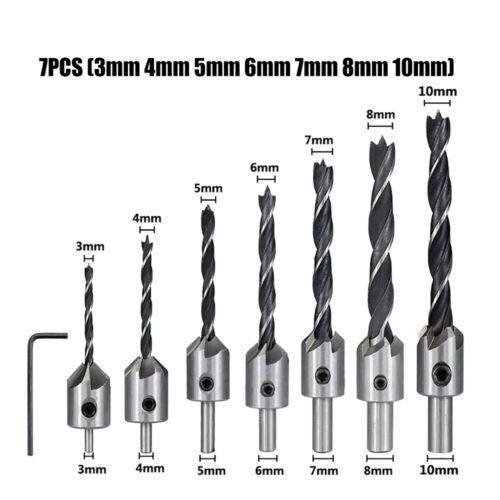 7x HSS Versenker Aufstecksenker Senker Senkbohrer Holzbohrer Werkzeug Set 3-10mm - Bild 2 von 9