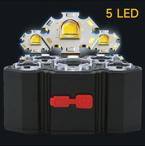Linterna Frontal 5 LED de cabeza, lampara de frente,recargable por USB - Imagen 13 de 17