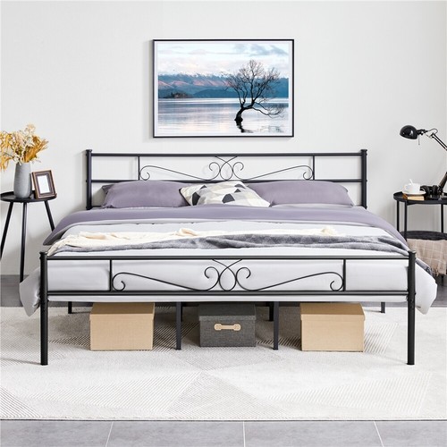 Twin/Full/Queen Classic Metal Platform Bed Frame w/Headboard Footboard Black  - Picture 10 of 47