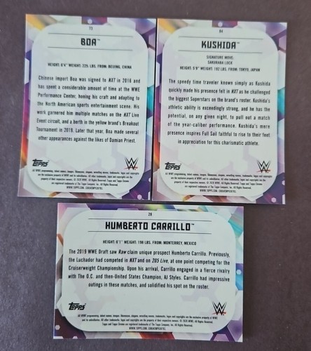 TOPPS WWE CARD 2020 CHROME LOT OF REFRACTOR BOA KUSHIDA AND HUMBERTO - Photo 2 sur 2