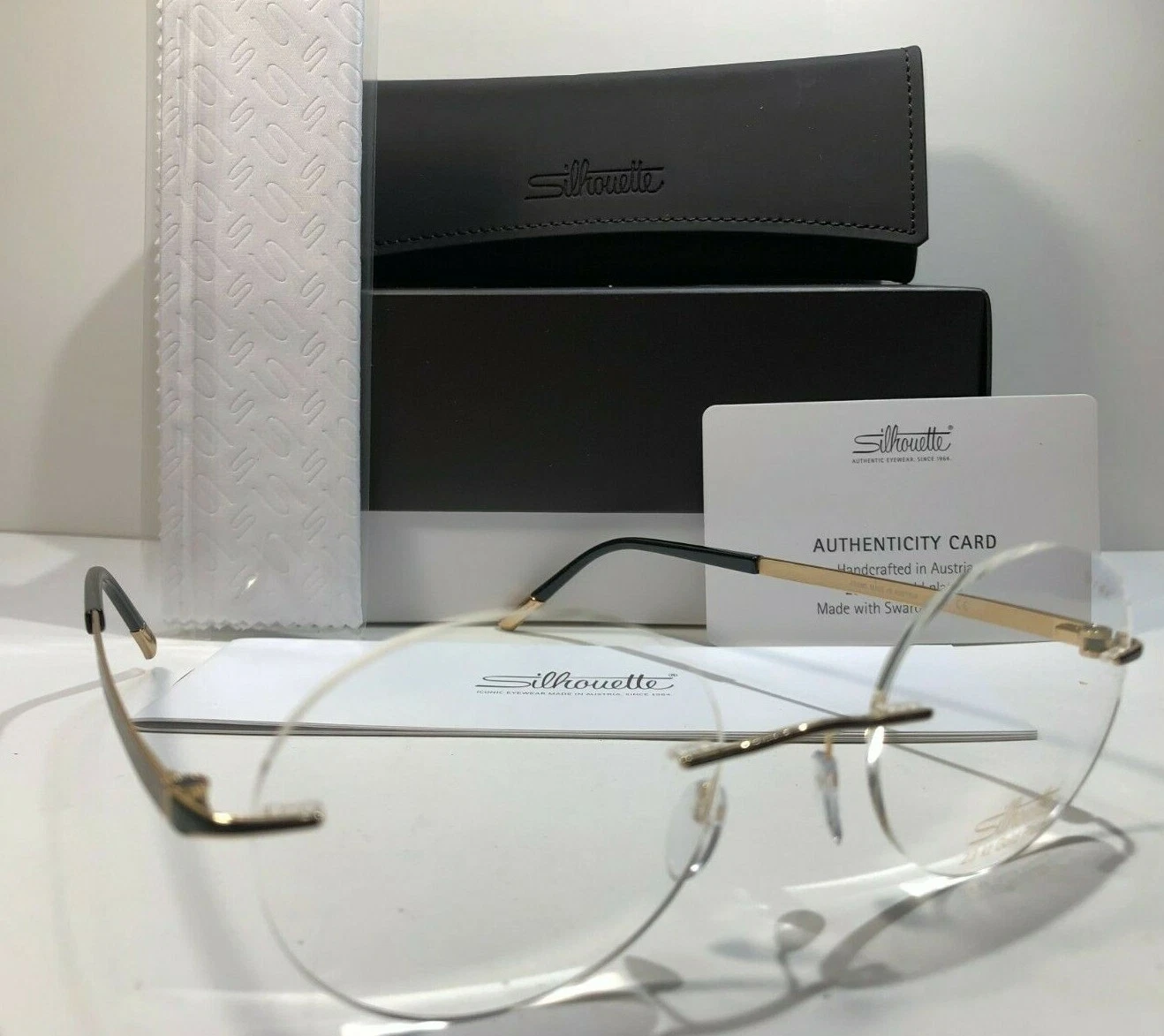 Silhouette Eyeglass Frames Prestige 5480 DA 7620 Gold/Black/2 G Plate