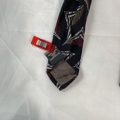Robert Talbott Studio 100% Silk Necktie Black Multicolor Abstract Triangles - Picture 5 of 6