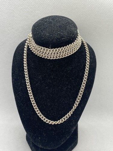 COLLAR RETRO PLATA ESTERLINA 925 MACIZA VINTAGE CADENA DE ESLABONES 29" PULGADAS 35,7G
