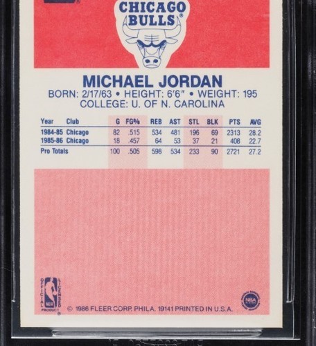 1986 FLEER BASKETBALL MICHAEL JORDAN ROOKIE #57 BGS 9.5 GEM MINT 10 CENTERING!!! - Picture 5 of 15