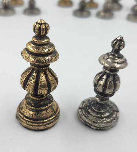 20 pcs Vintage Pewter Chess Pieces Various Pcs GOLD & SILVER Replacement Set - Picture 5 of 7