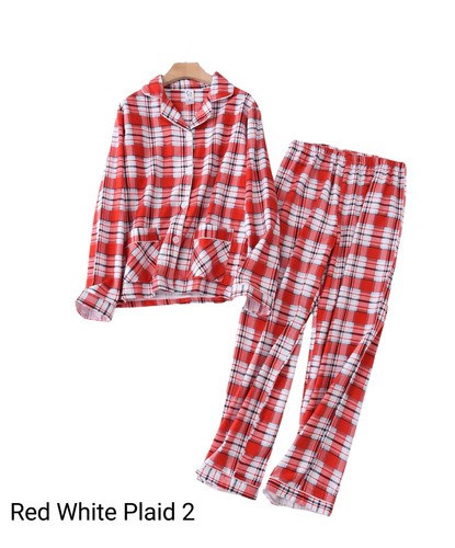 100% Cotton women's Pajama set, Plaid Pajama, Flannel Pajama set, Buffalo plaid - Picture 3 of 8