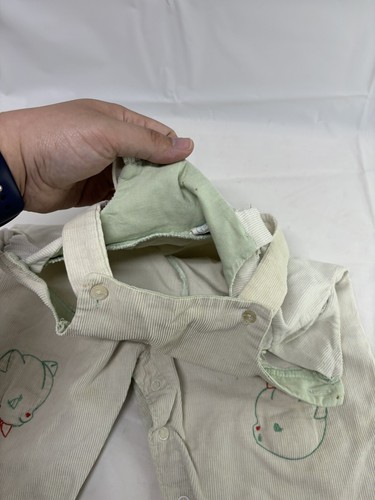 Vintage 1950s Crawler Grace Baby Toddler Corduroy Overalls Embroidered SZ Large - Picture 8 of 11
