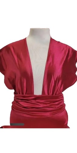Miss Ord Kleid Rot Satin Ausschnitt V Ausschnitt M Lang Neckholder Party Abschlussball Neu Vielseitig �� - Bild 7 von 12