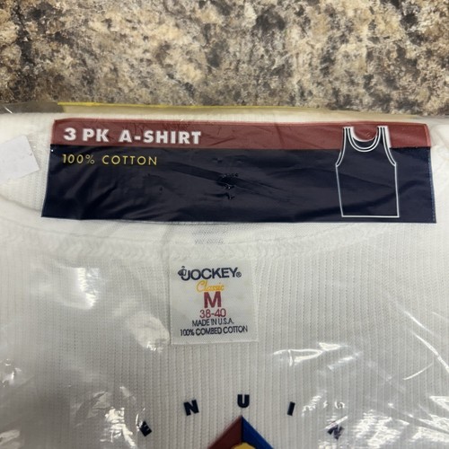 Vintage Jockey Classic Tank White Size M Package of 3 A-Shirts 1996 Made in USA - Picture 4 of 4