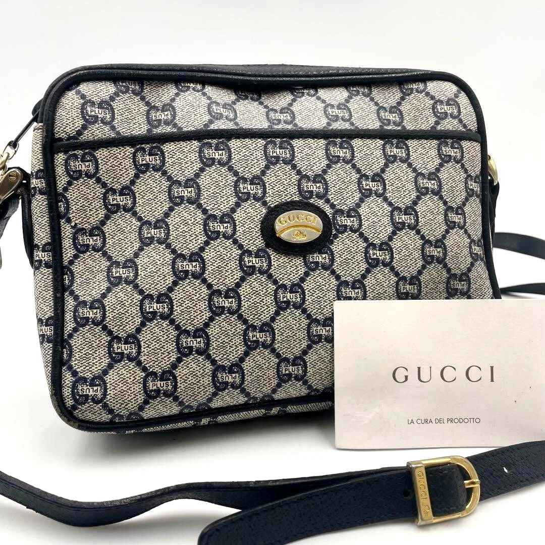 Sac bandoulière Gucci GG Supreme appareil photo PVC cuir gris marine sans accessoires
