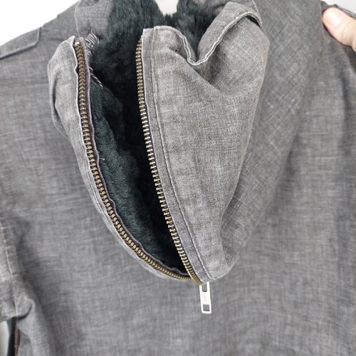 Holden Bomber Jacket Women Medium Snow Ski Gray Fur-Lined Hood Zip Pockets Y2K - Picture 3 of 13