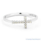 0.07ct Round Cut Diamond Sideways Cross 14k White Gold Right-Hand Promise Ring