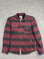 Voyager Shirt Jacket Men's M Maroon Black Plaid Shacket Sherpa Fleece Lined