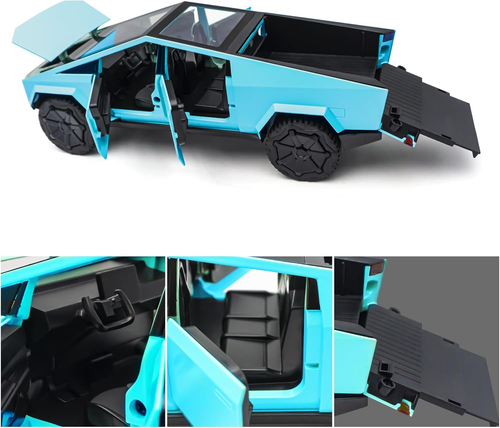Cybertruck Model: 1/32 Diecast Metal Toy Trucks with Lights and Sounds, Mini Veh - Picture 3 of 7