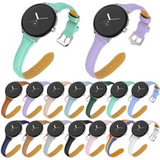 For Google Pixel Watch 1 2 Strap Slim Premium Genuine Leather Wrist Band Women