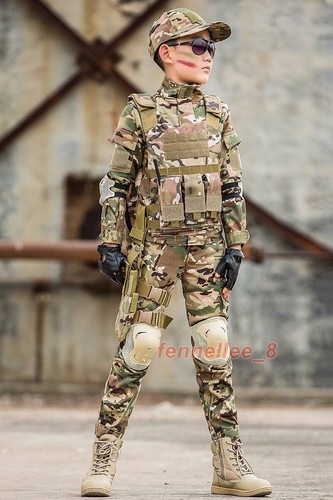 Children's Camouflage Suit Special Forces Military Training Uniform with Helmet - Picture 9 of 34