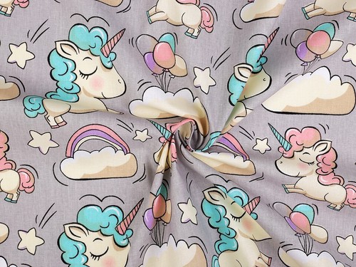 Cotton fabric unicorn grey width 160 cm children's fabric length from 50 cm s... - Picture 2 of 2