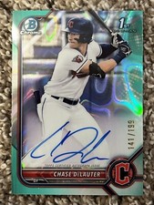 2022 BOWMAN DRAFT CHASE DELAUTER CHROME AQUA LAVA REFRACTOR AUTO #141/199