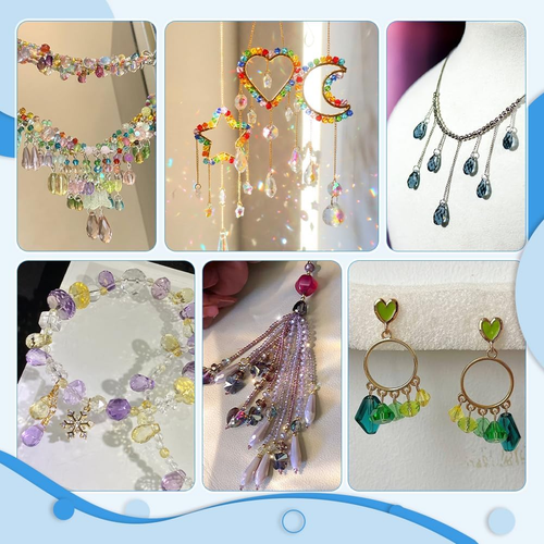 200Pcs Faceted Teardrop Charms, 10 Colors Crystal Charms Transparent Glass Cryst - Picture 6 of 12