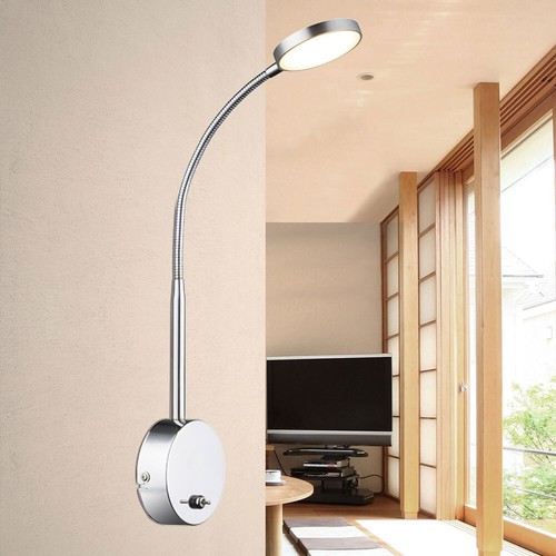 Lampada LED Da Parete Alluminio Illuminazione Soggiorno Flessibile Faretto Cromo - Foto 6 di 8