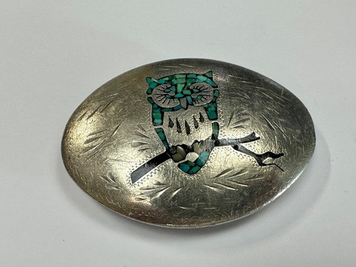 Perched Owl Quality Turquoise Coral Navajo? Belt Buckle Broken Arrow Hallmark   - Picture 19 of 19