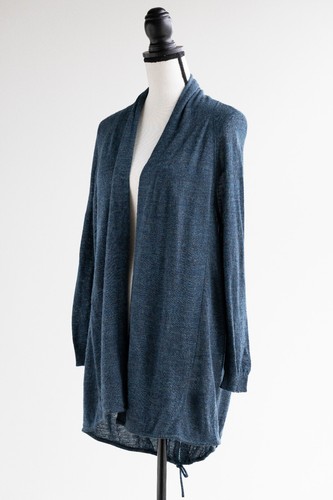 THEORY Teal Blue "Liliane" Cardigan Sweater Size M Alpaca Wool Back Draw String - Picture 3 of 5