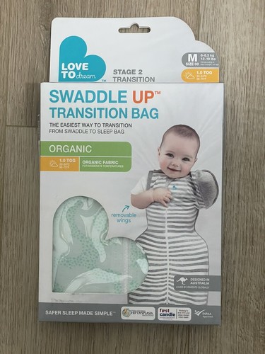 Love To Dream Swaddle Up Transition Bag Organi 1.0 TOG Size M Celestial Dot Mint - Picture 1 of 4