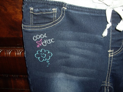 T21 EEUC Girls Size LG 10 12 Wonder Nation Denim Jeggings Embellished Unicorn - Picture 2 of 6