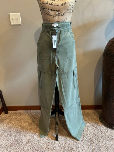 GARAGE Lucy Fluid Cargo Pants - Wide Leg - Women's Size 5 - Python Green - Picture 1 of 5