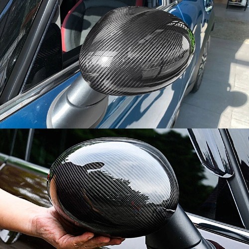 2pcs For Mini Cooper R55 R60 Rearview Mirror Cover Carbon Fiber Look Replacement - Picture 5 of 13