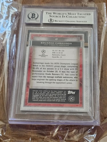 2020-21 Topps Museum sapphire Eduardo camavinga rc /75 auto Becket 10 - Picture 5 of 6