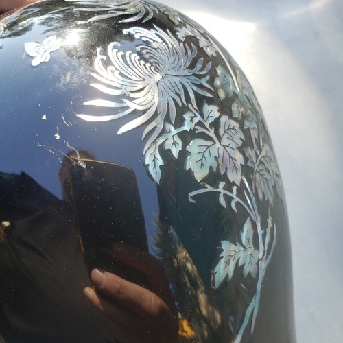 Great vase decorated with mother of Pearl, vintage Korean - Picture 7 of 12