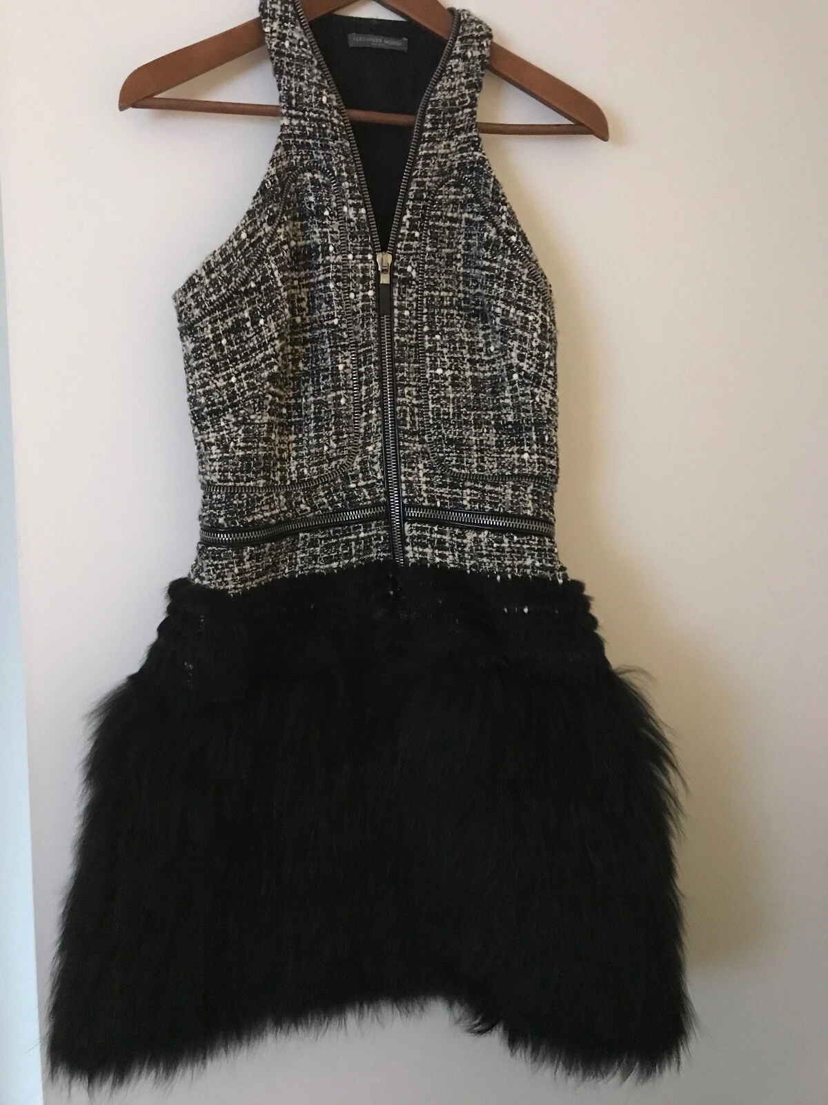 Abito in pelliccia tweed nero Alexander McQueen Runway 40!!!!