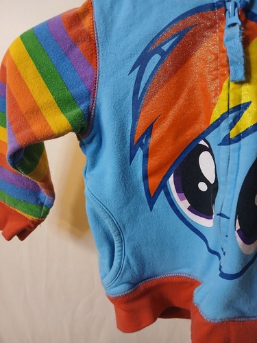My Little Pony Girls 3T Blue Rainbow Dash Zip Hoodie Sweatshirt Wings Mohawk - Picture 7 of 8