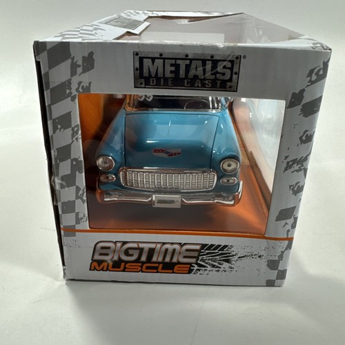Jada Toys 2018 1:24 BigTime Muscle 1955 Chevy Bel Air in Blue and White - Picture 2 of 21