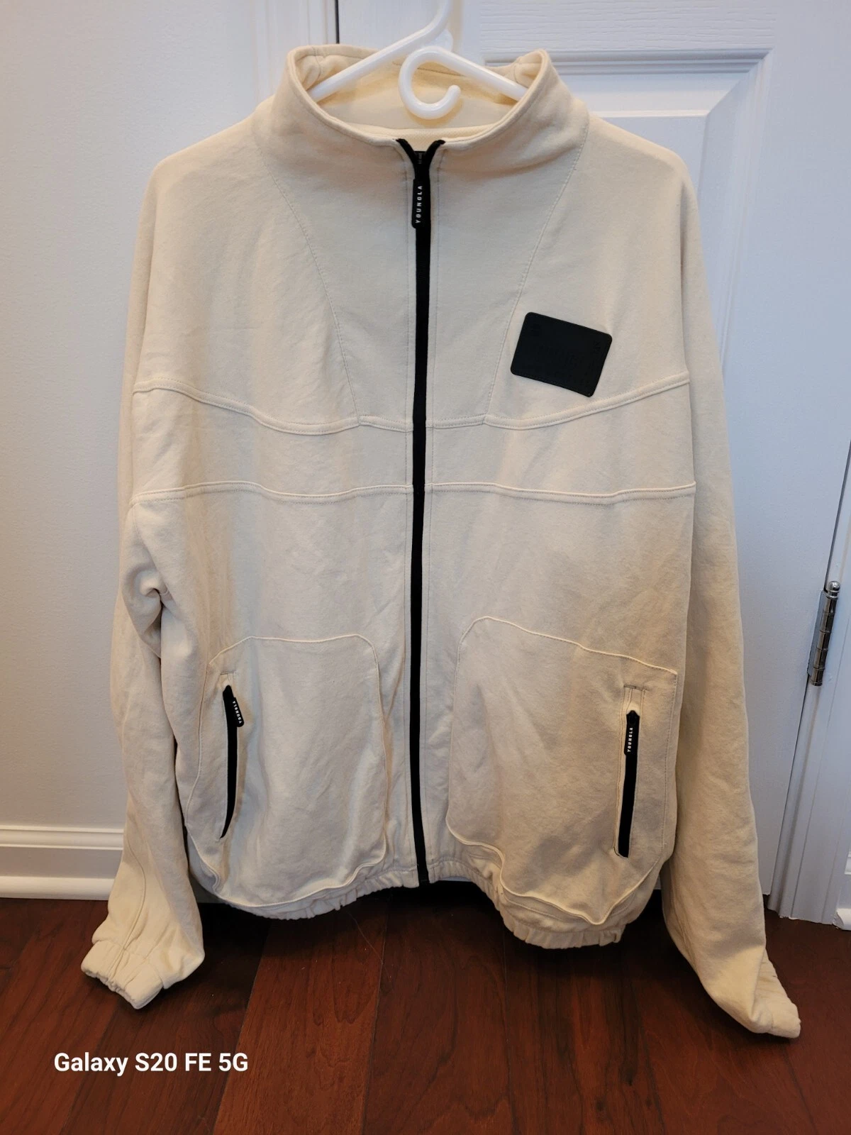 OFF WHITE YoungLA Giacca Warmup Uomo XL Panna Full Zip Track Jacket con Vita Elastica