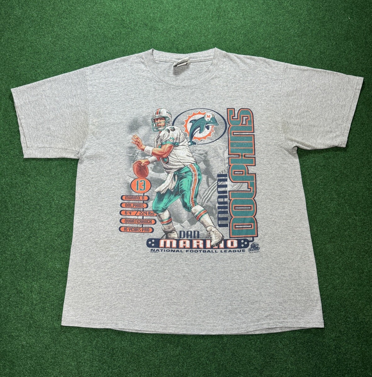 Vintage 90s RARE Dan Marino Miami Dolphins 1998 HOF NFL Mens XL T 