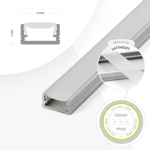 Aluminium Profil für LED Streifen 1-2 Meter milchglas / satiniert / transparent - Bild 46 von 57