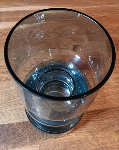 Vintage Tamara Aladin Riihimak blue Glass Vase Finland Scandinavian Mid Century - Picture 6 of 9