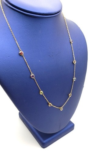 Diamonds by the yard semi-precious stones 14kt yellow gold necklace, 19.5" - Picture 4 of 5