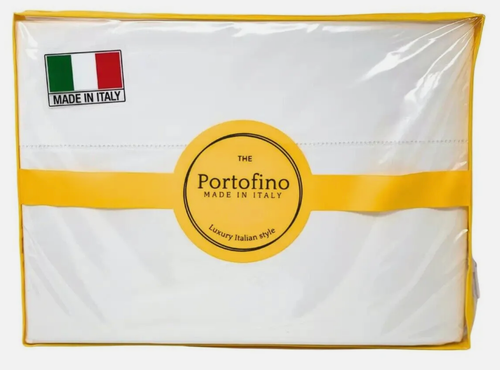 PORTOFINO Luxus Hohlsaum QUEEN Size Bettwäsche Set Reine Weiß Baumwolle Made In Italy - Bild 1 von 5