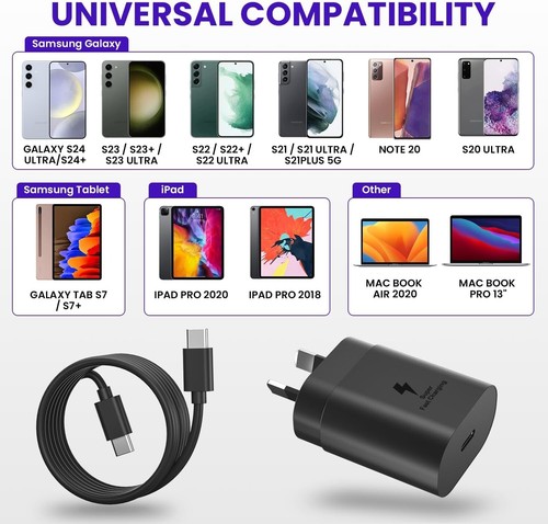 Genuine25W Super Fast Charger USB C,for Samsung 25W Charger,2pack Wall Fast Char - Picture 3 of 7