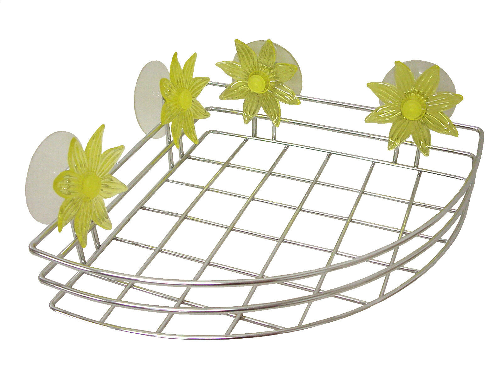 (25005) SOPORTE ESTANTERIA ESTANTE ESQUINERA BAÑO VENTOSAS FLOR AMARILLO