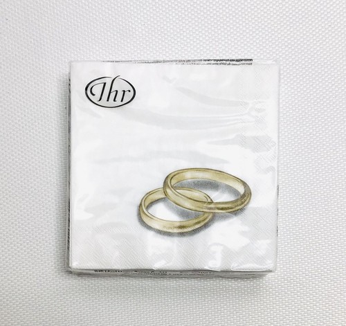 2 COCKTAIL NAPKINS 20 3-PLY MADE IN GERMANY IHR RINGS gold - Picture 6 of 6