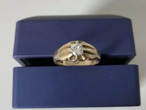 9 Karat Gold Herren Diamant Solitär Ring Größe Q, 1/3 Karat gestempelt - Bild 9 von 14
